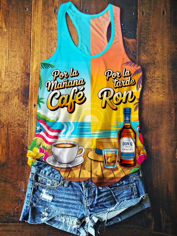 Puerto Rico Printed Casual Tank Top