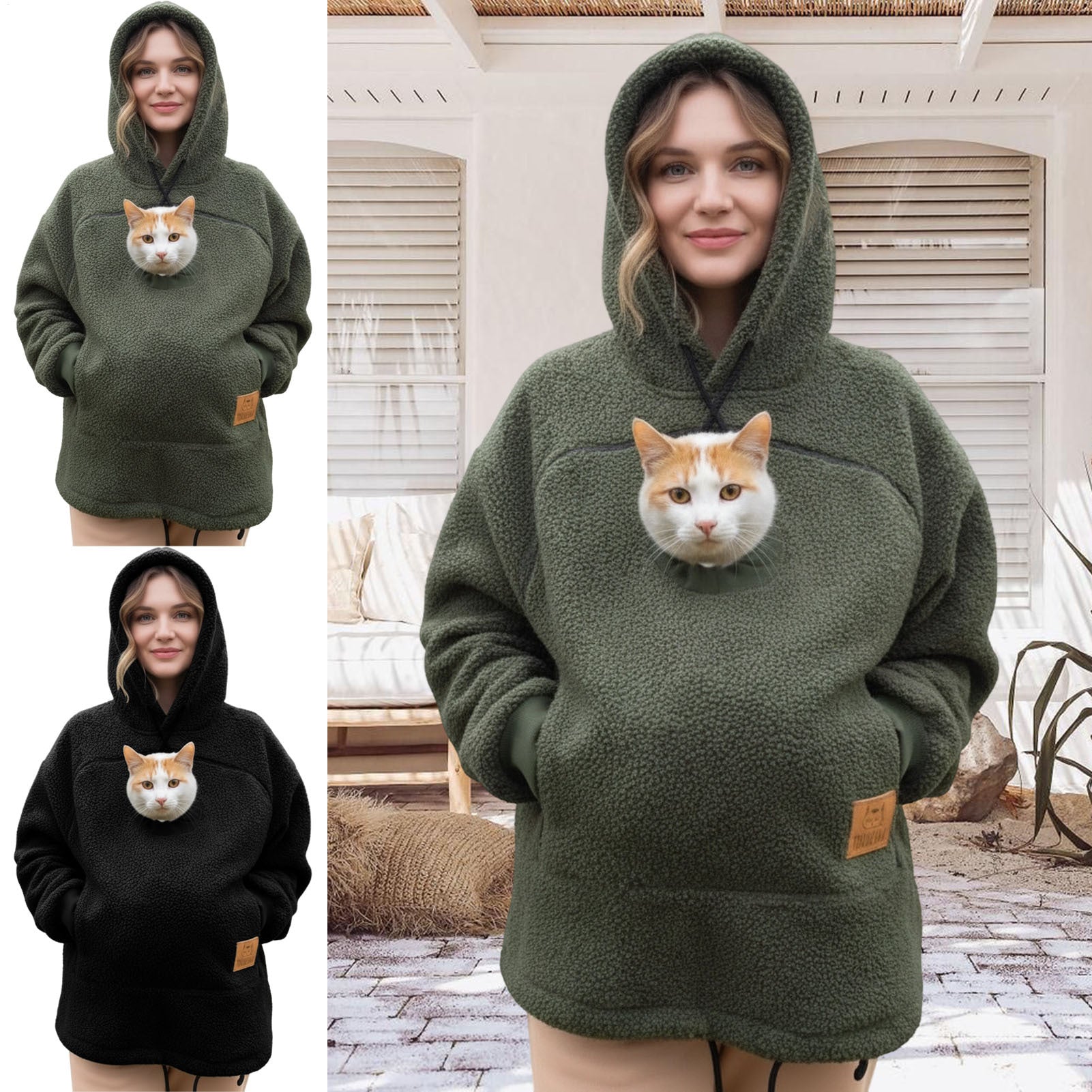 Pet Care Hoodie Long Sleeve Warm Fall Winter Pullover Sweatshirt with Dog Pouch for Outdoor Dog Walking generous