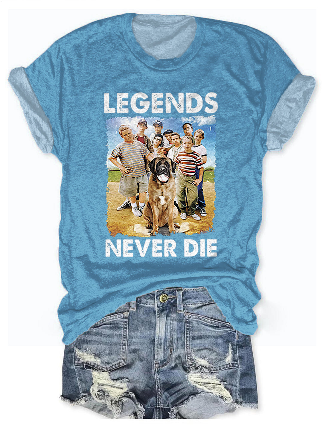 Retro 1990s Baseball Legends Never Die Crew Neck T-shirt