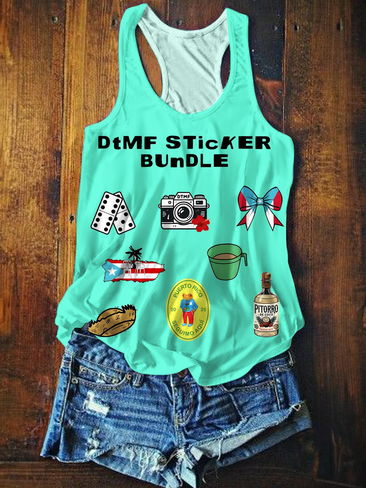 Puerto Rico Printed Casual Tank Top