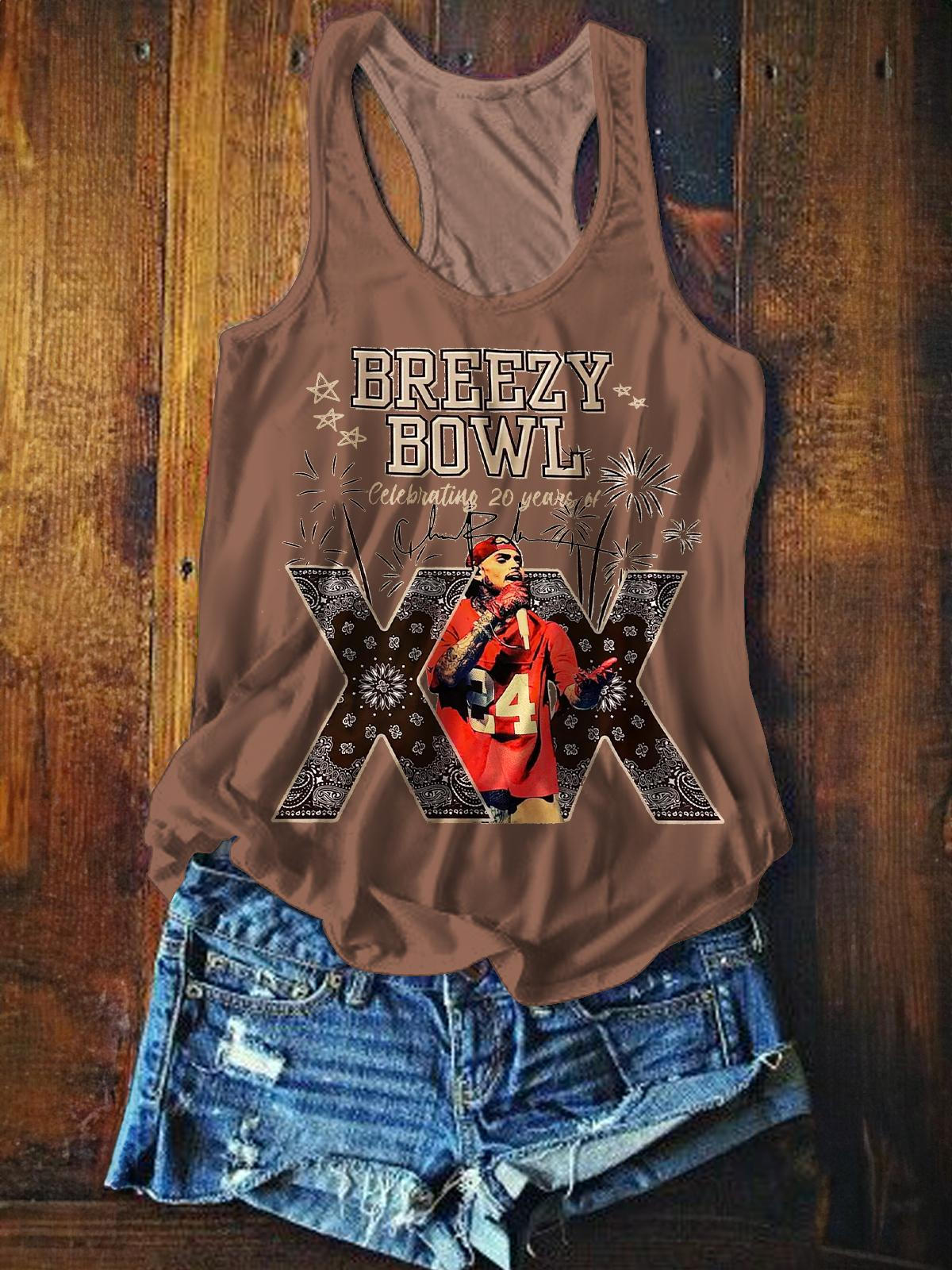 Chris Brown Breezy Bowl XX Printed Casual Tank Top
