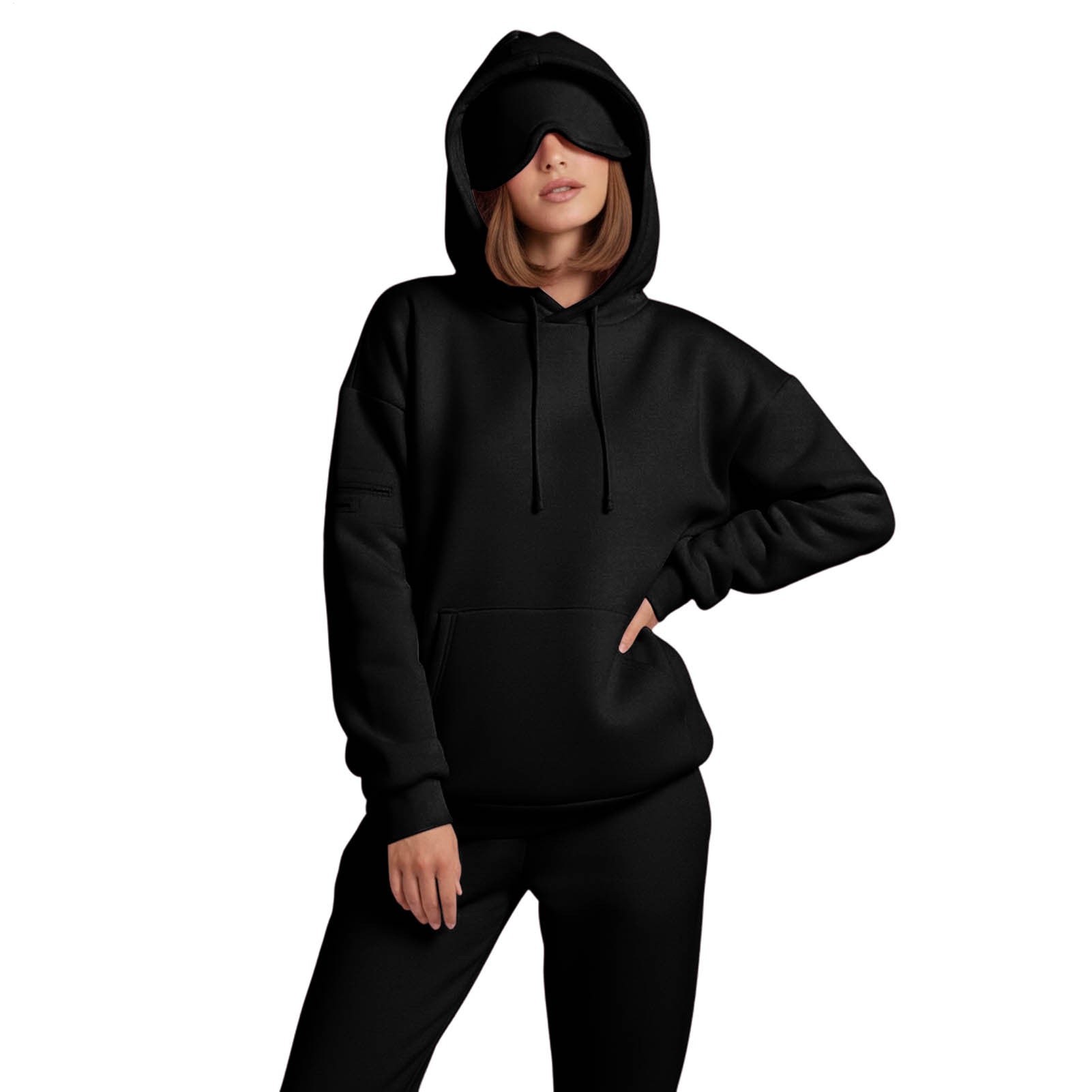 Airplane Mode Travel Hoodie Men Women Comfort Hoodies with Eyeshade Pullover Tops Clothes with Hidden Pockets charming