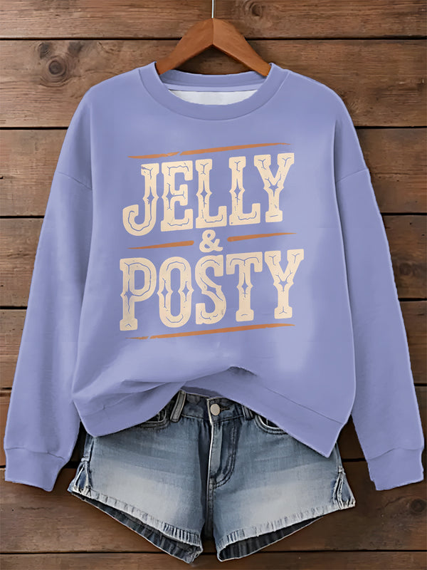 Malone And Jelly Concert Printed Long Sleeve Casual Top