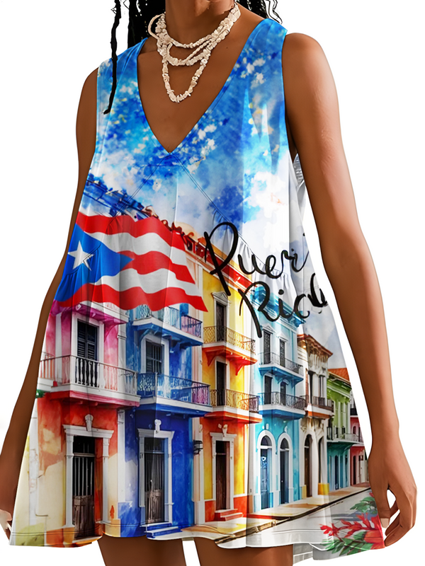 Puerto Rico V-neck Sleeveless Dress