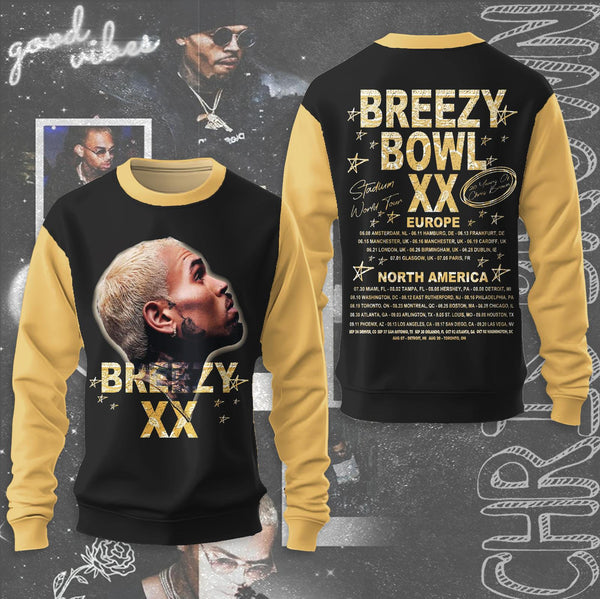Chris Brown Breezy Bowl XX Tour Long Sleeve Casual Top