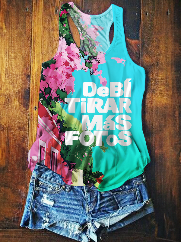 Puerto Rico DTMF Printed Casual Tank Top