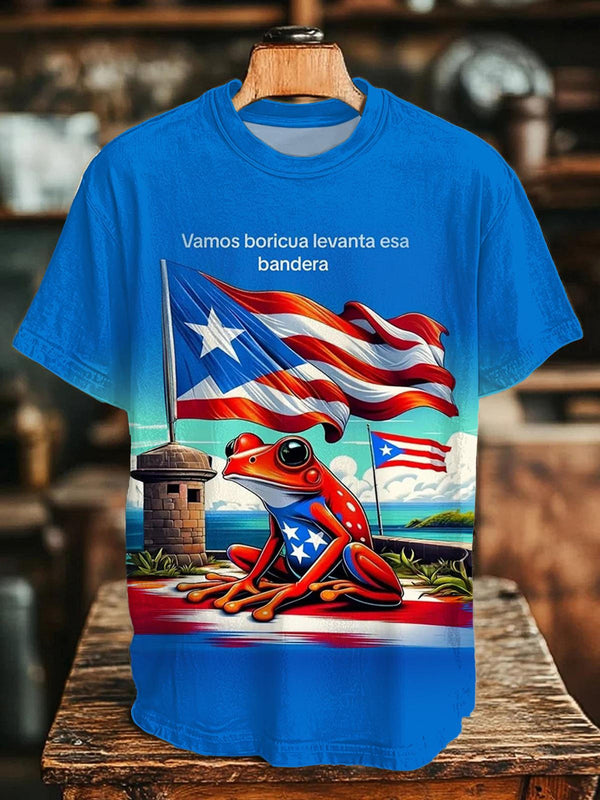 Puerto Rican Print Crew Neck T-shirt