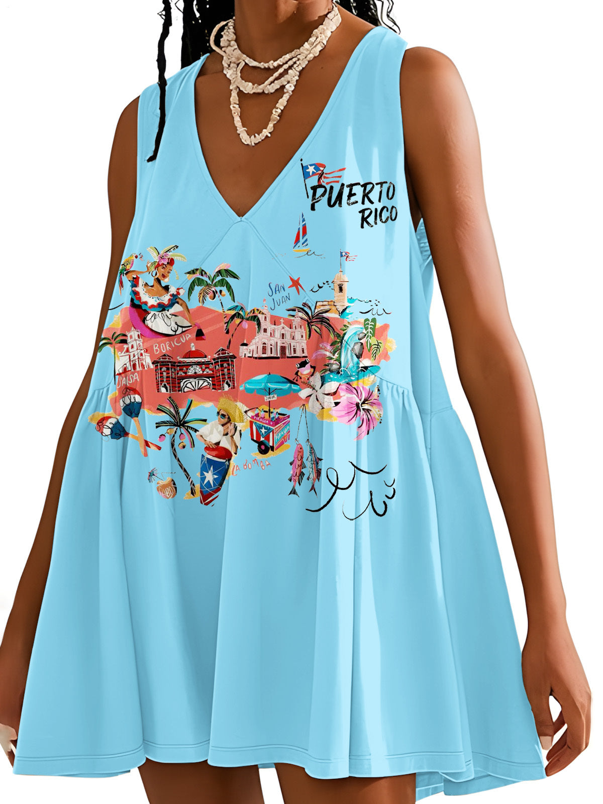 Puerto Rico V-neck Sleeveless Dress