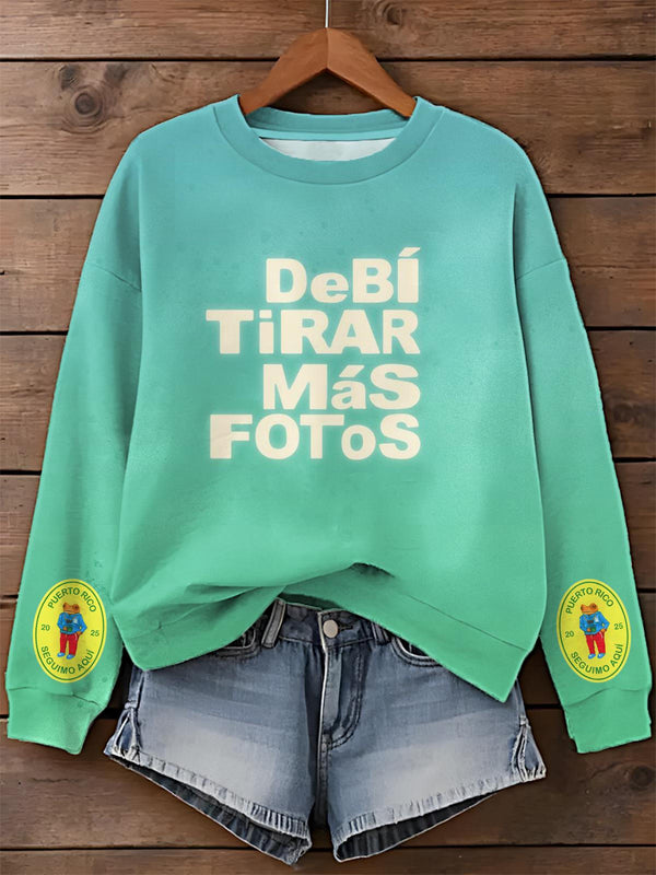 Dtmf Seguimo Aquí Concho Printed Long Sleeve Casual Top
