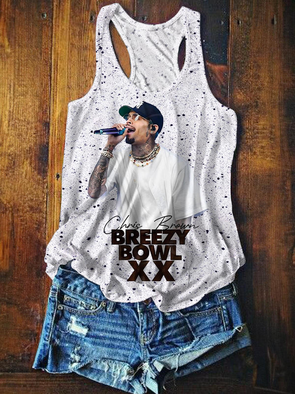 Chris Brown Breezy Bowl XX Tour Printed Casual Tank Top