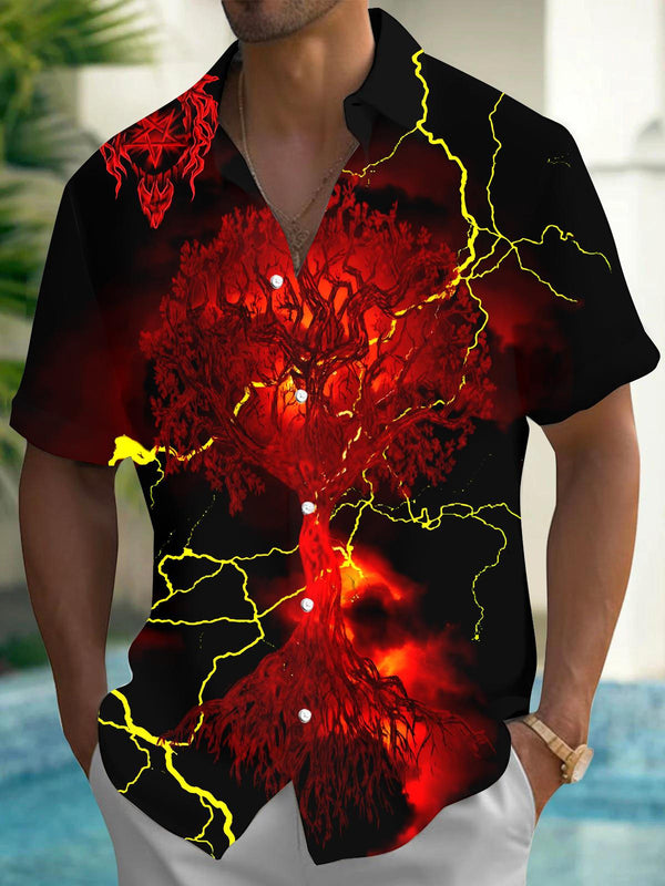 Camisas de manga corta con bolsillo para hombre Tree