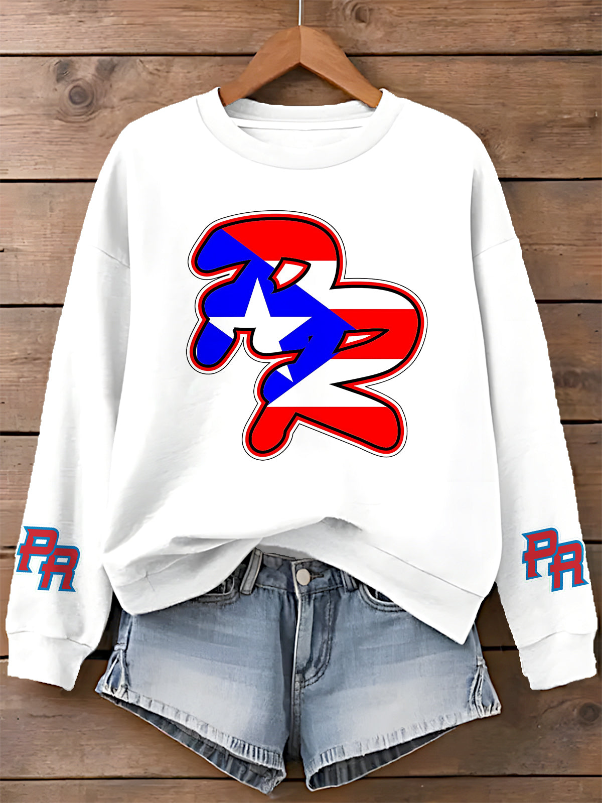 Puerto Rican Print Long Sleeve Casual Top