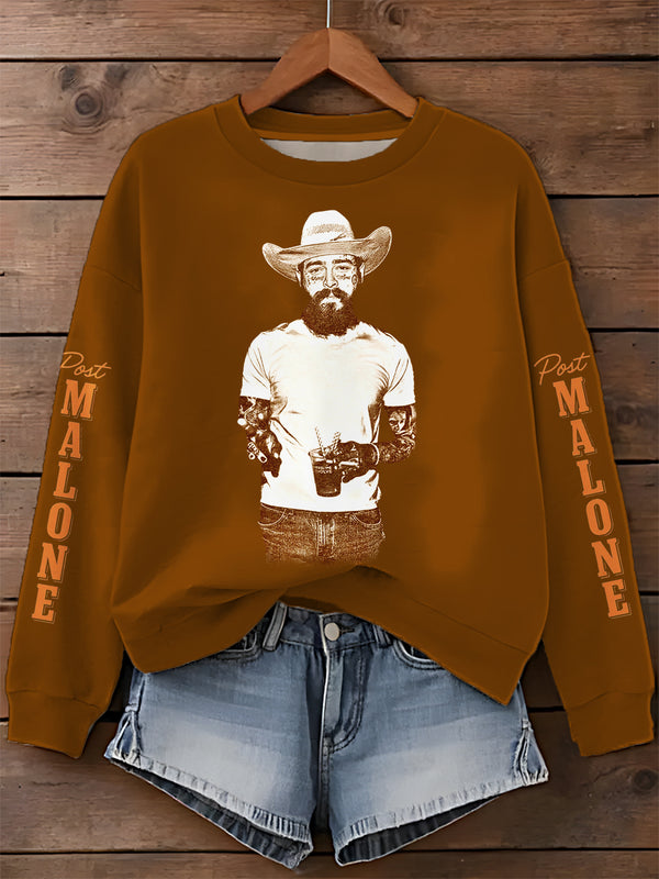 Malone Music The Album Printed Long Sleeve Casual Top
