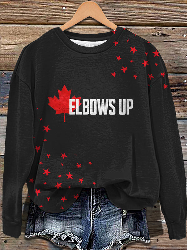 Elbows Up Canada Printed Long Sleeve Casual Top