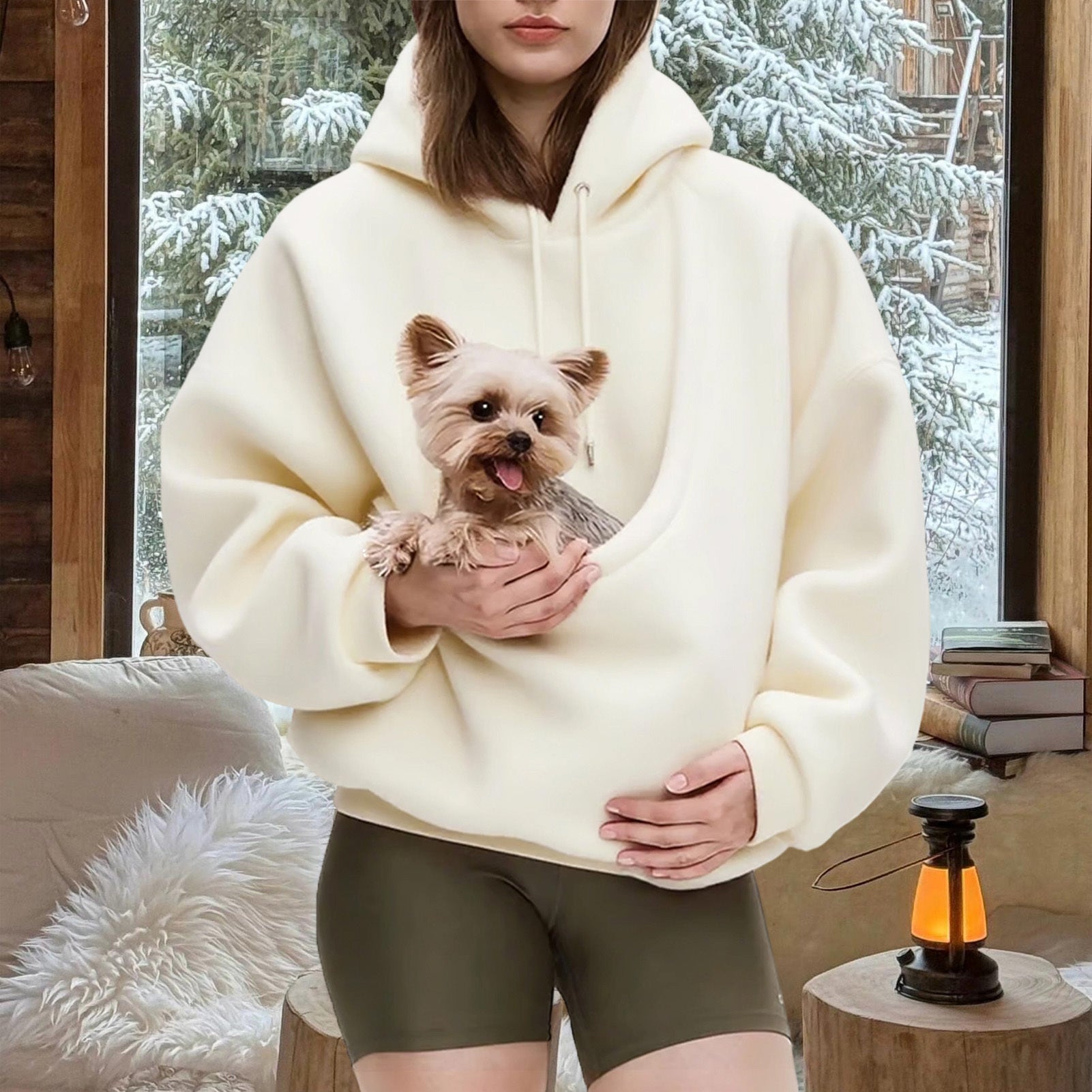 Pet Carrier Hoodie Fuzzy Solid Color Puppy Kitten Cat Holder Carriers Hoodies with Pocket for Home Sofa positive