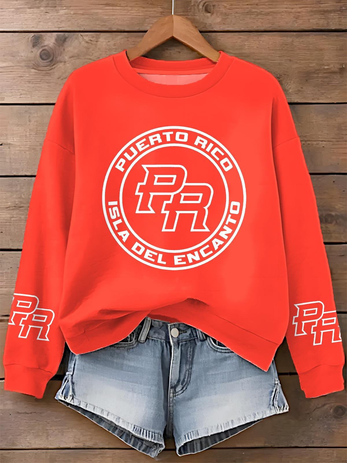 Puerto Rican Print Long Sleeve Casual Top