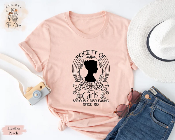 Pride and Prejudice Simple Portrait Print Crew Neck T-shirt