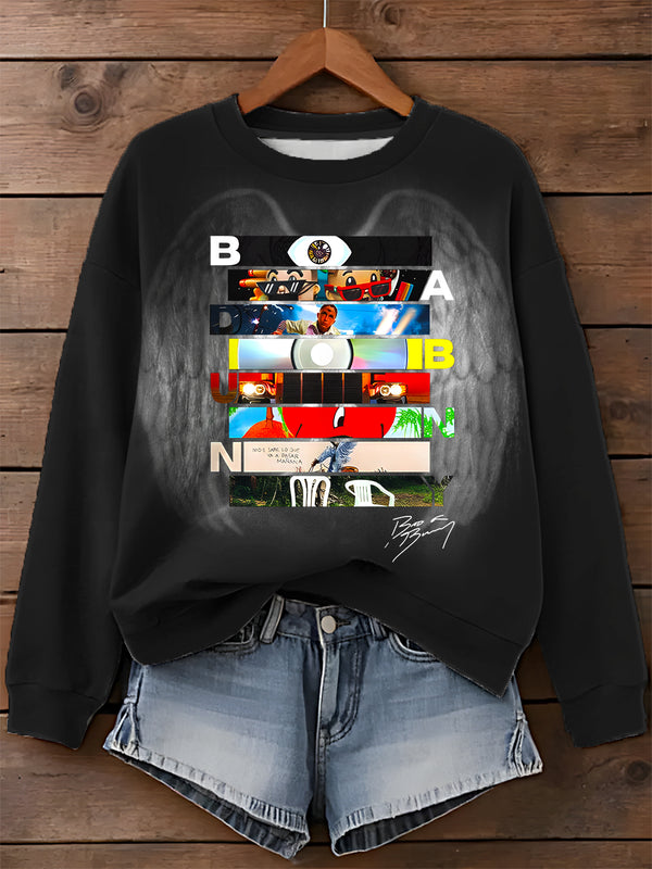 Bad Bunny Dtmf Printed Long Sleeve Casual Top