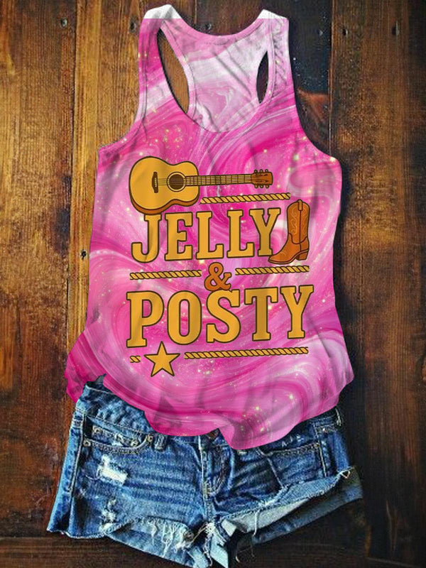 Jelly Posty Country Music Tour Printed Casual Tank Top