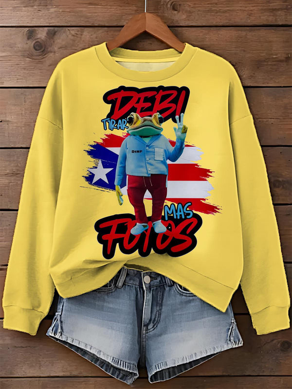 Dtmf Printed Long Sleeve Casual Top
