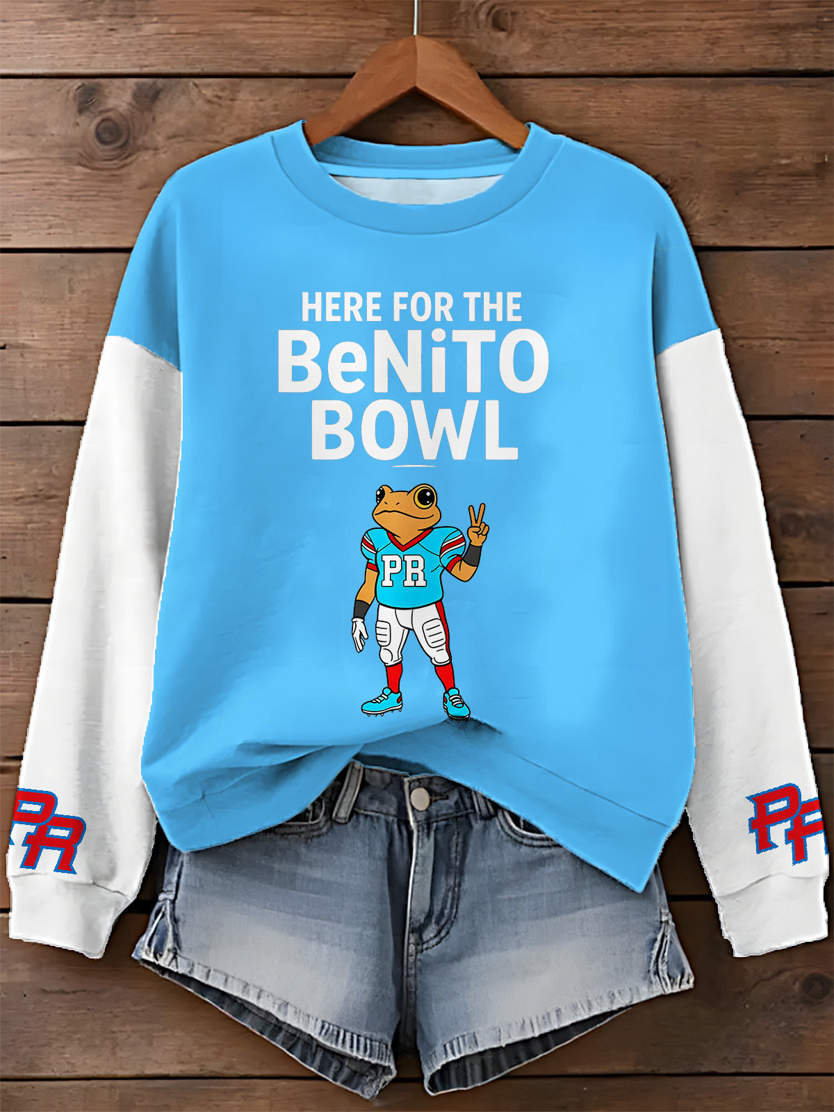 Benito Bowl Frog Printed Long Sleeve Casual Top