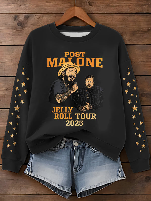 Post Malone Jelly Roll The Big Ass Printed Long Sleeve Casual Top
