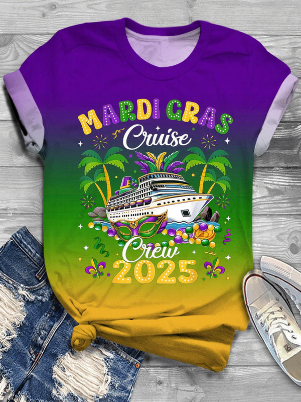 Cruise Ship Mardi Gras Crew Neck T-shirt