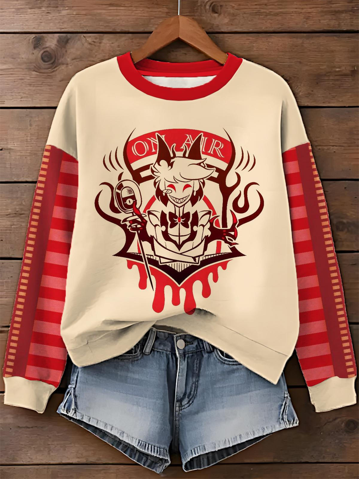 Hazbin Hotel Printed Long Sleeve Casual Top