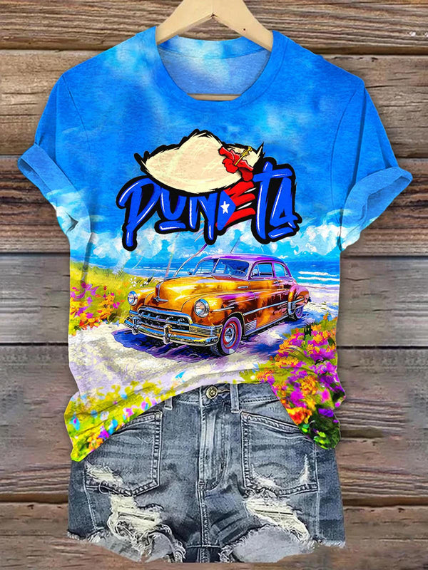 Puerto Rican Print Crew Neck T-shirt