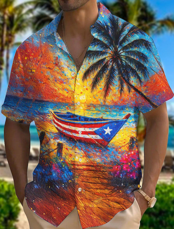 Puerto Rican Oil Painting Men's Short Sleeve Shirts