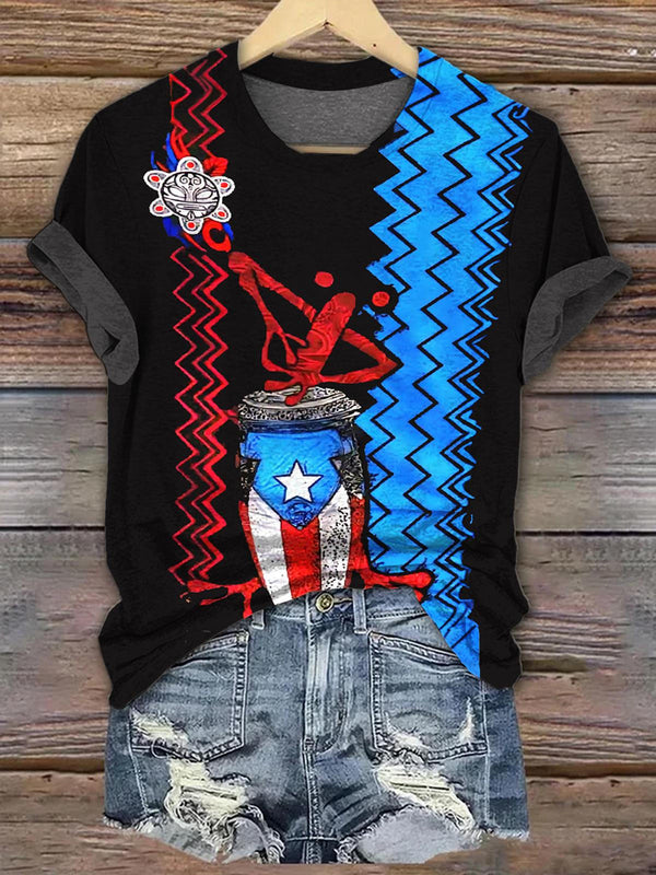 Puerto Rican Printed Crew Neck T-shirt