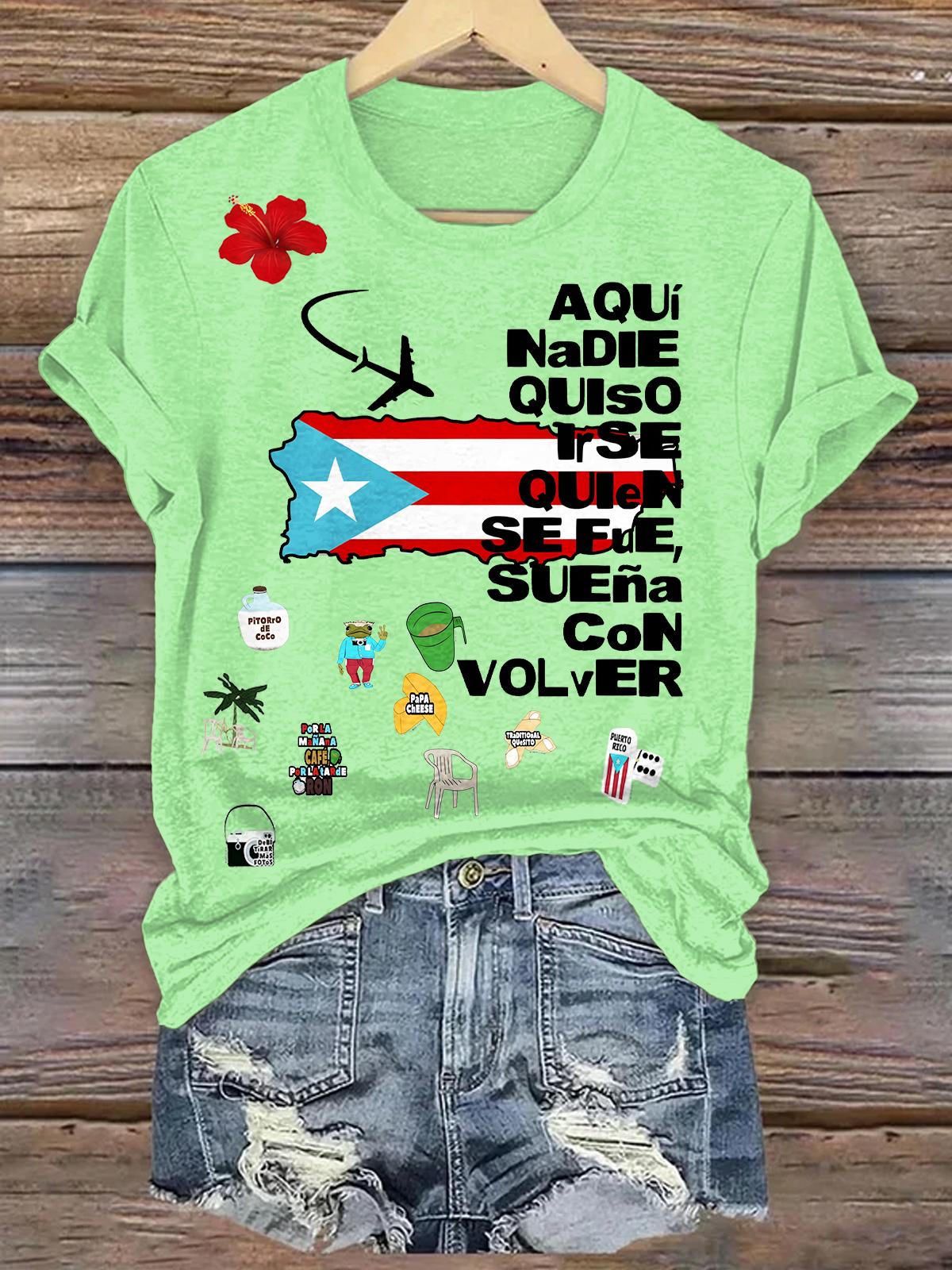 BadBunny Flag Print Crew Neck T-shirt