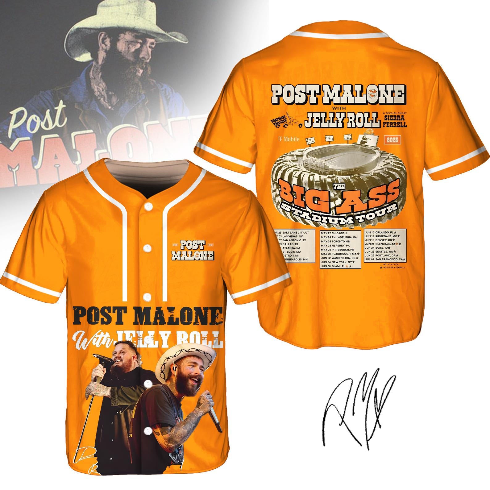 Post Malone Jelly Roll Baseball Jersey（Best Seller）