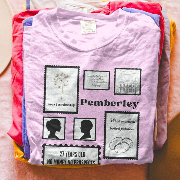 Pride And Prejudice Movie Sticker Crew Neck T-shirt