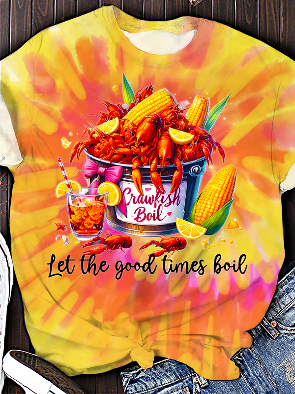 Crawfish Watercolor Crew Neck T-shirt