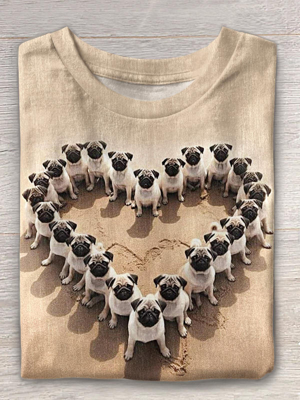 Beach Love French Bulldog Crew Neck T-shirt