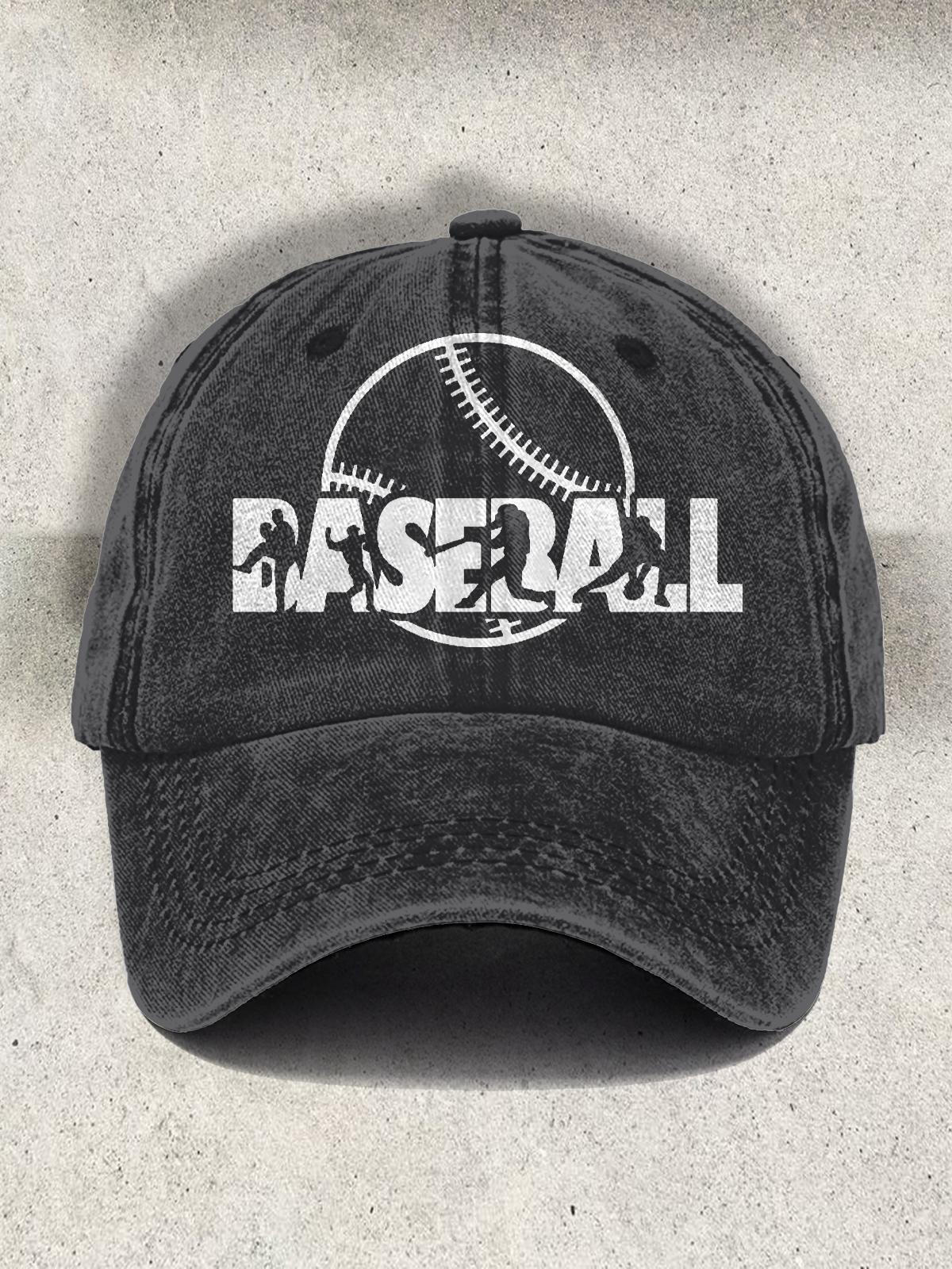 Gorra de béisbol con silueta de béisbol retro 