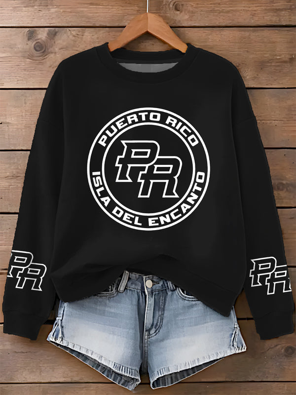 Puerto Rican Print Long Sleeve Casual Top