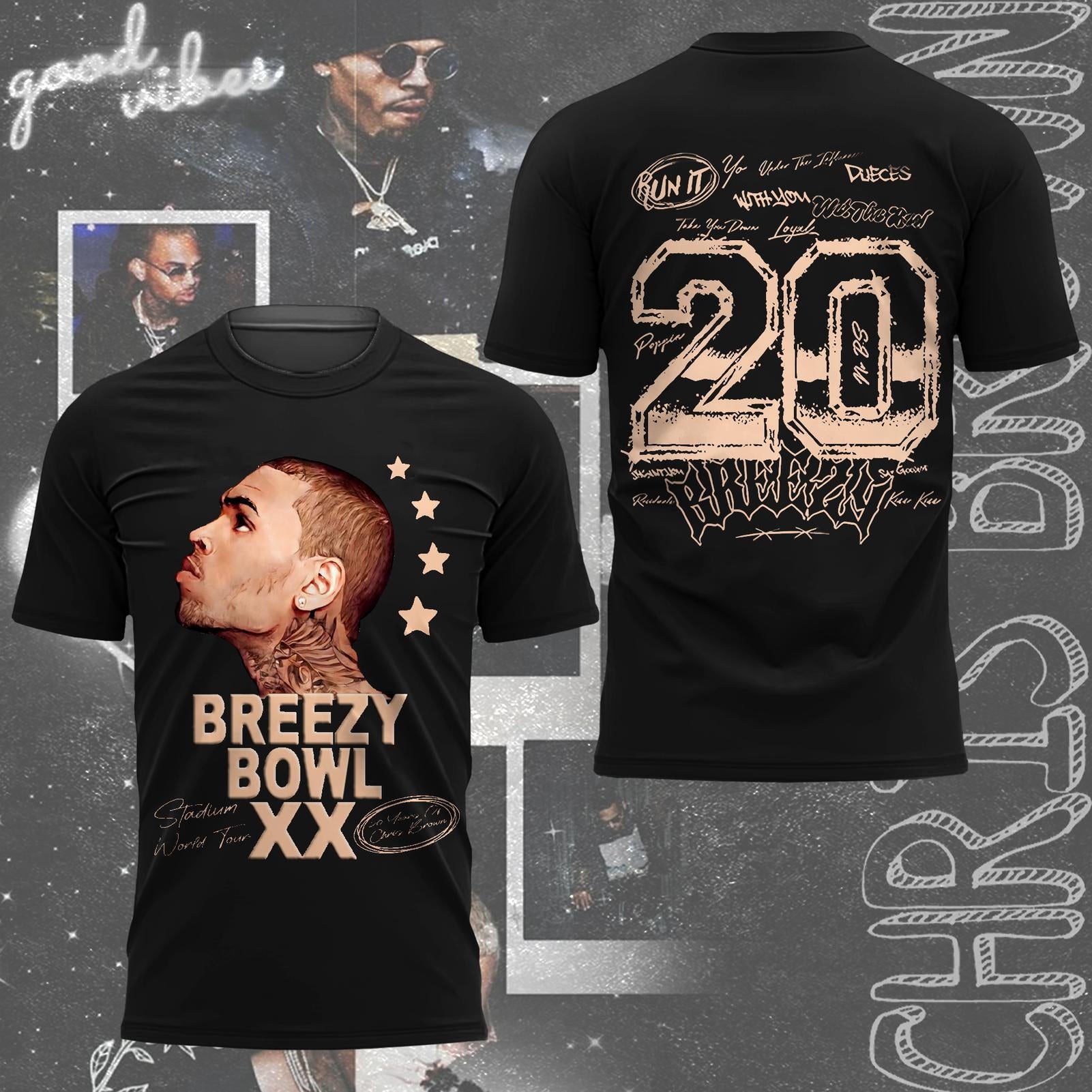 Chris Brown Breezy Bowl XX Tour Crew Neck T-shirt