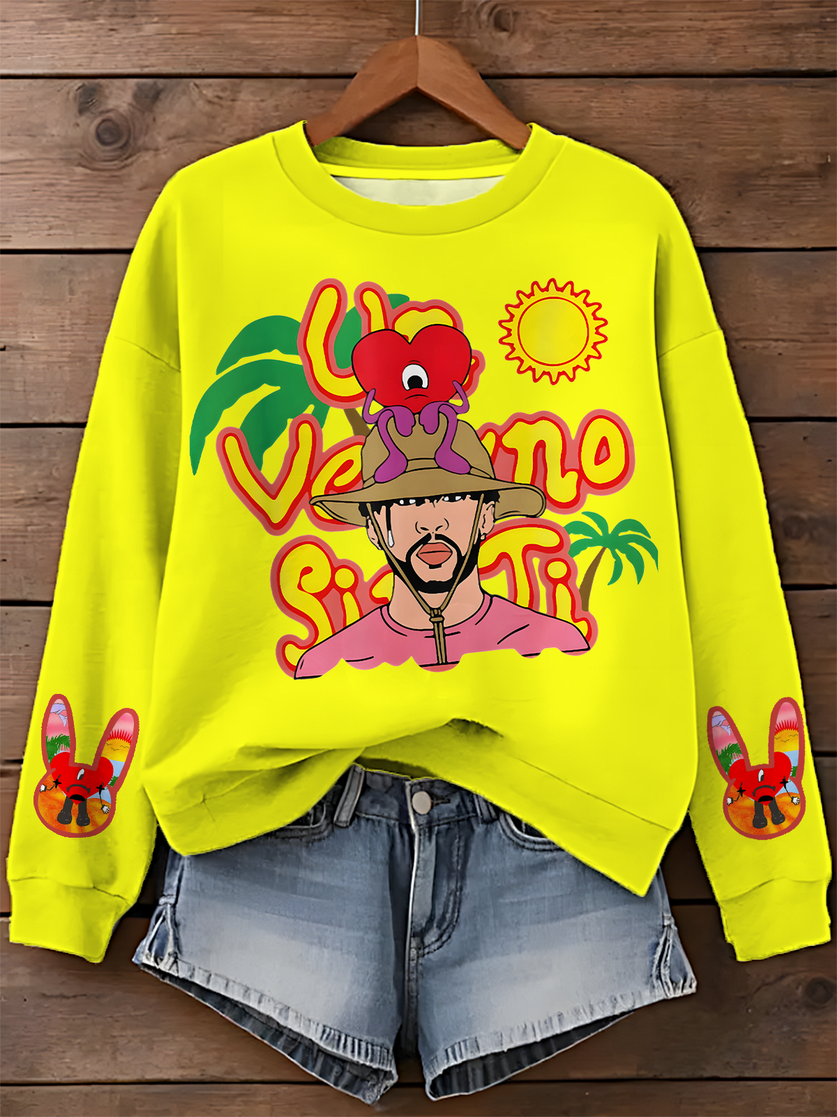 Bad Bunny Un Verano Worlds Hottest Tour Sin Ti Merch Printed Long Sleeve Casual Top