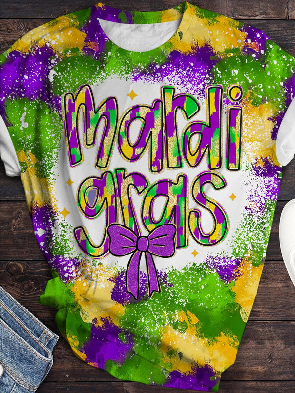 Mardi Gras Glitter Mardi Gras Coquette Crew Neck T-shirt