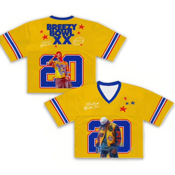 Chris Brown Breezy Bowl XX Tour V-neck Cropped Jersey T-shirt