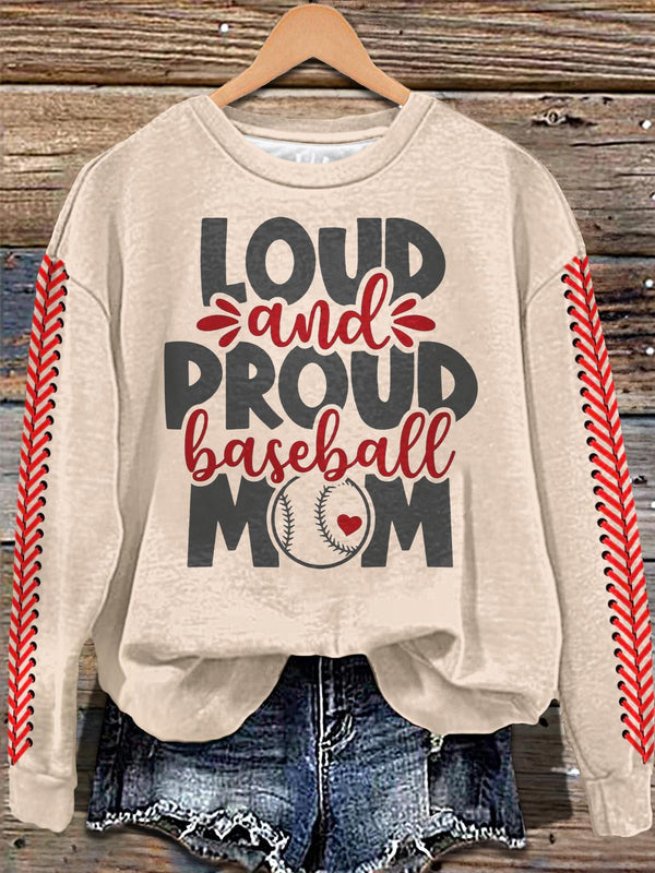 Camiseta informal de manga larga con estampado elegante del día del juego de béisbol retro 