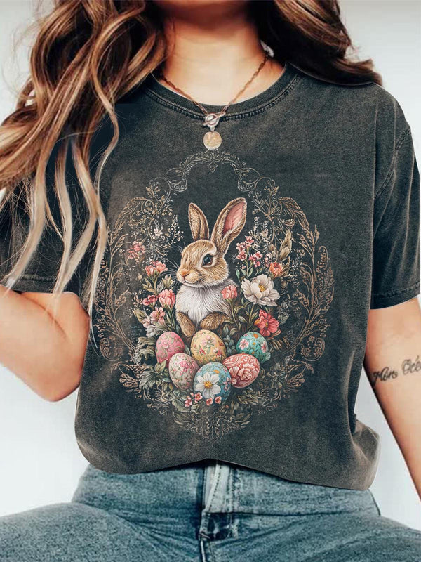 Easter Bunny Eggs Vintage Crew Neck T-shirt