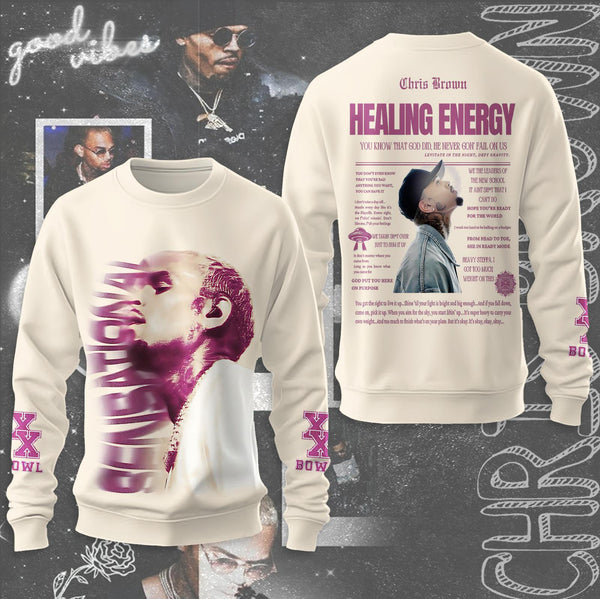 Chris Brown Breezy Bowl XX Tour Printed Long Sleeve Casual Top