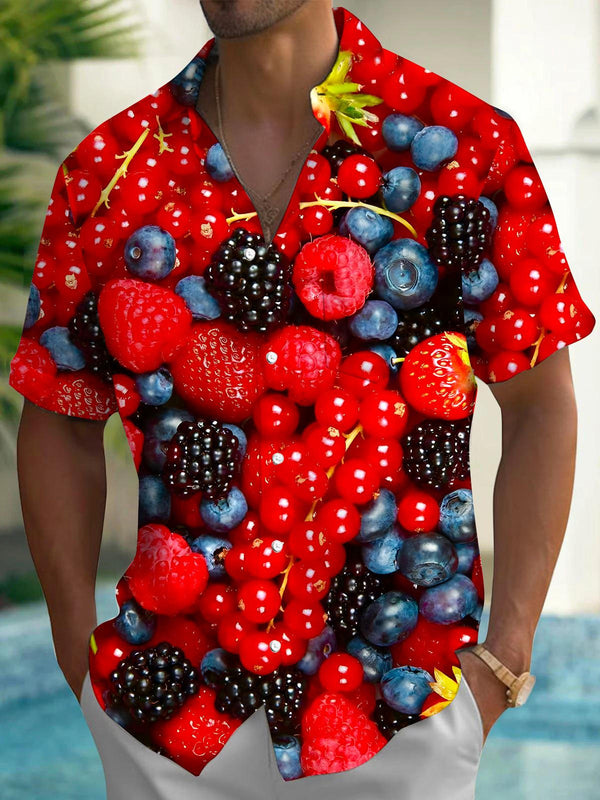 Camisas de manga corta con bolsillo de frutas para hombre