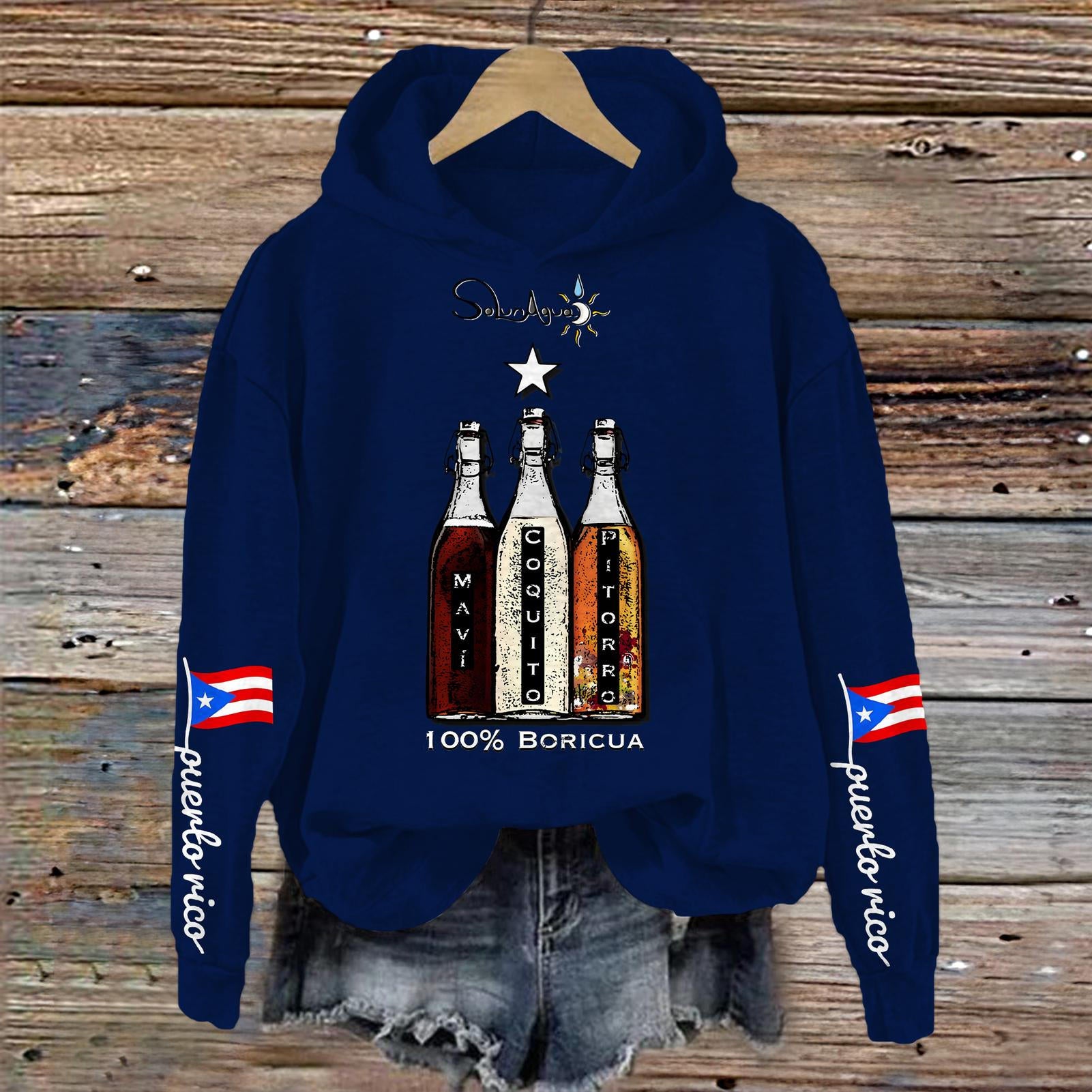 Puerto Rico Long Sleeve Printed Hoodie
