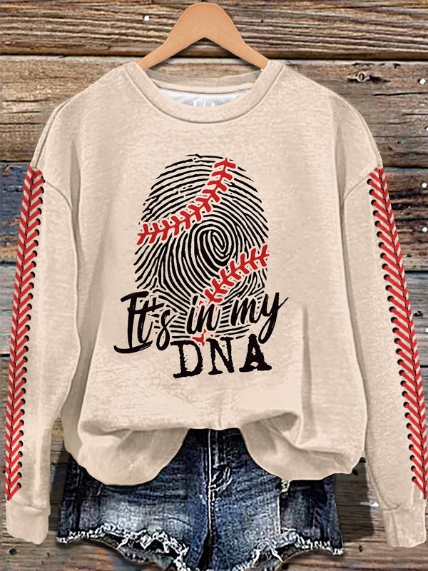 My Baseball Day Printed Long Sleeve Casual Top