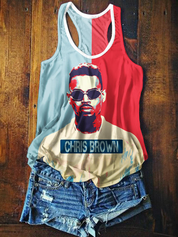 Chris Brown Breezy Bowl XX Tour 2025 Printed Casual Tank Top