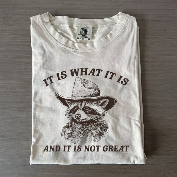 Funny Raccoon It Is What It Is And It Is Not Great Crew Neck T-shirts